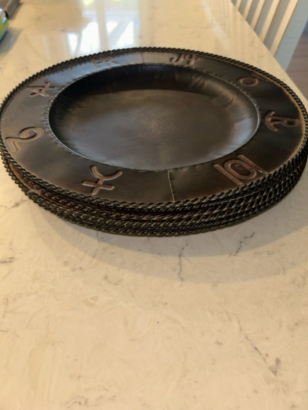 Cowboy Living Iron Charger Plates 12” set of 6 - Picture 2 of 5